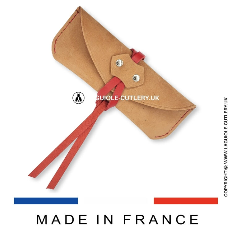 gold horizontal leather sheath