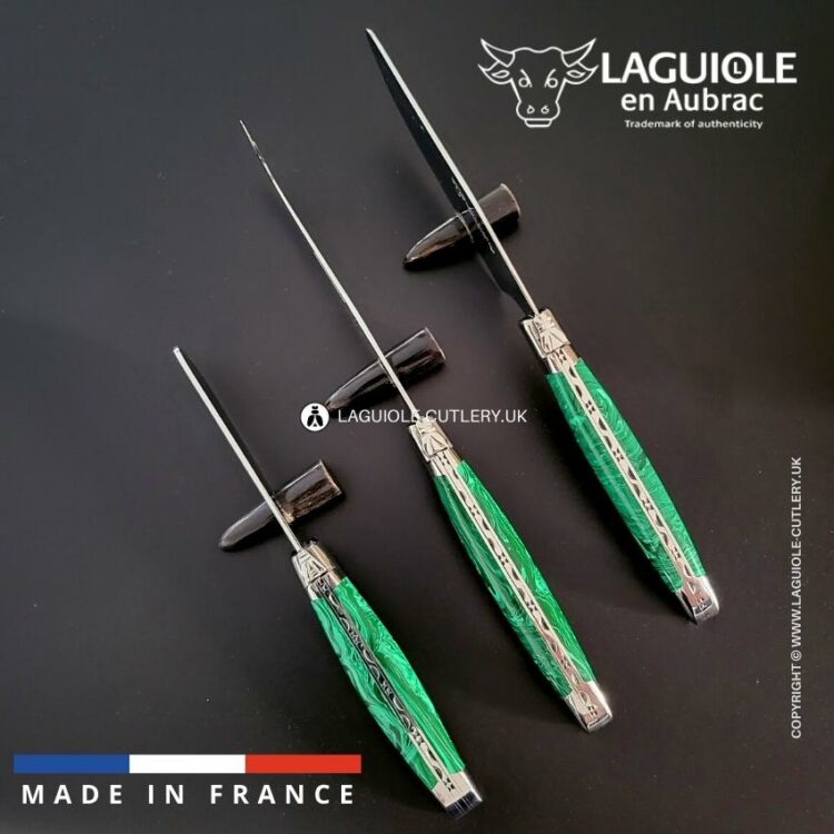Coltello Da Pane Laguiole 33 Cm | Lama In Acciaio INOX, Manico In Silicone Verde | Affilato E Igienico