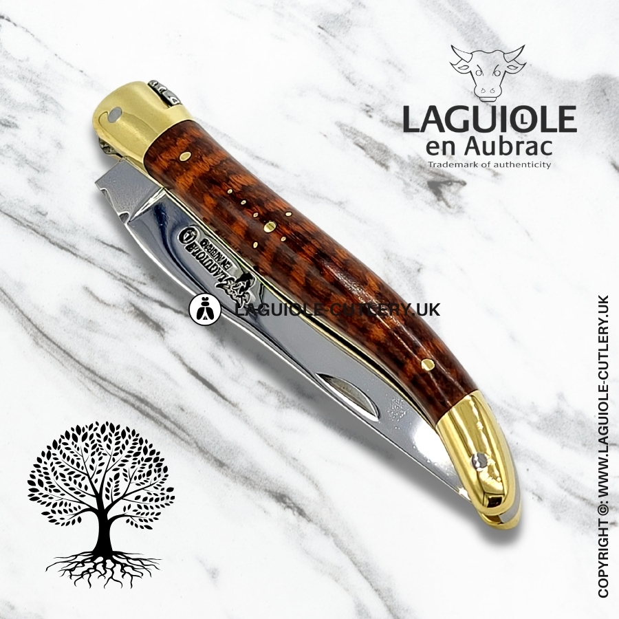 laguiole pocket knife snakewood brass bolsters
