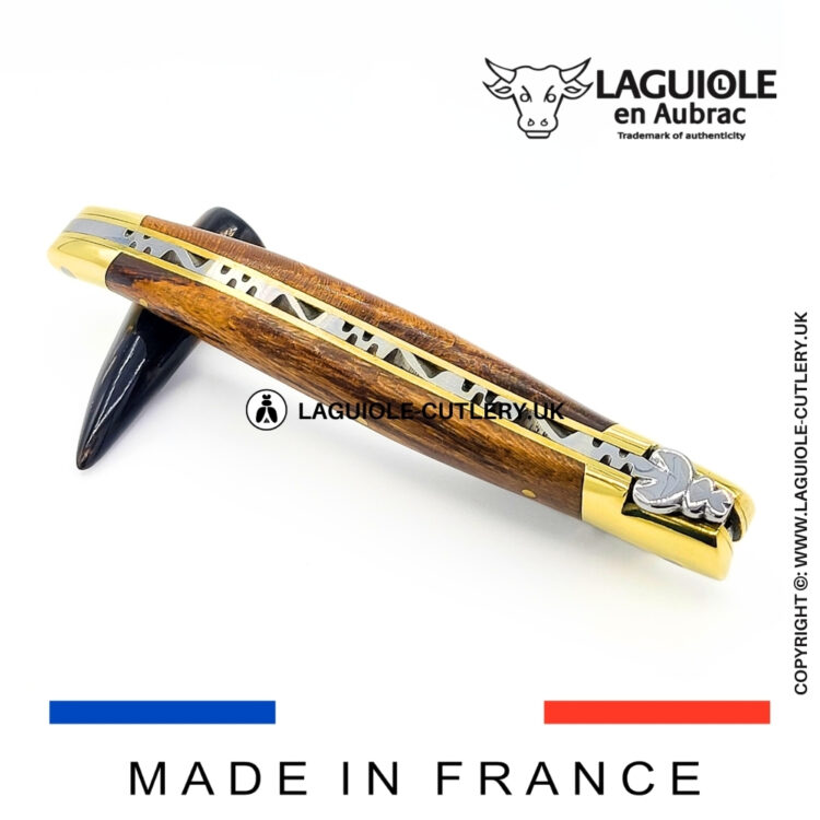 laguiole pocket knife grapevine wood brass bolsters