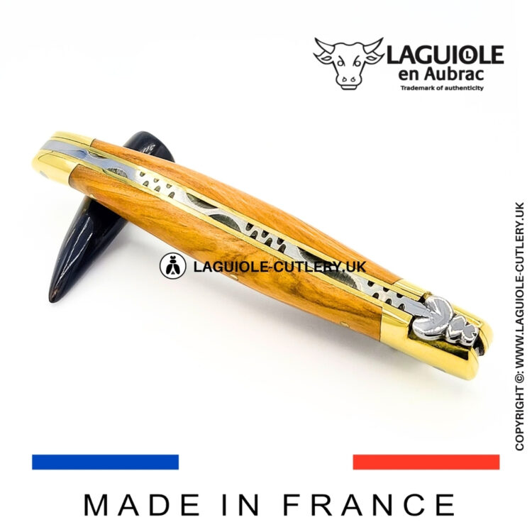 laguiole pocket knife olivewood brass bolsters