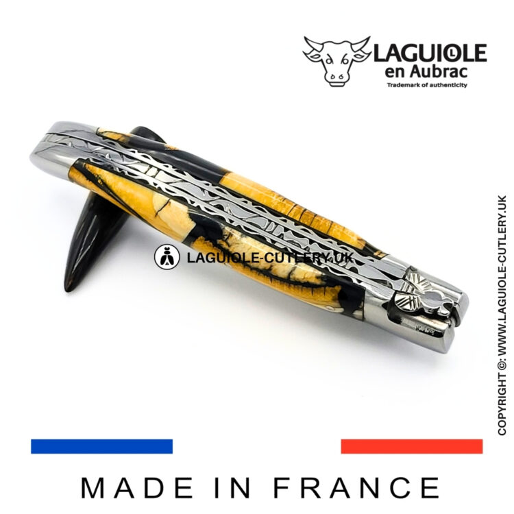 laguiole nougatine ivory pocket knife with hand filed double plates