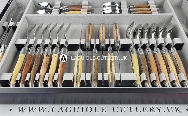 laguiole cutlery set 28 piece mixed french wood