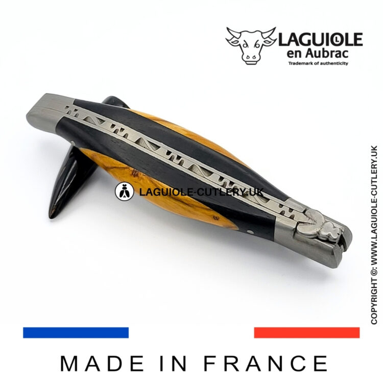curved laguiole pocket knife ebony/olivewood