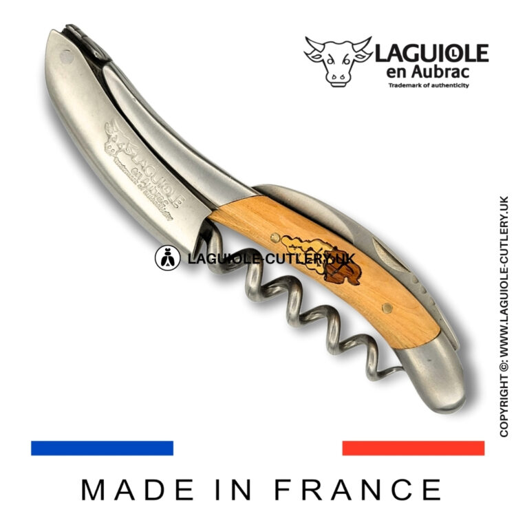 laguiole sommelier corkscrew marquetry bunch of grapes juniper