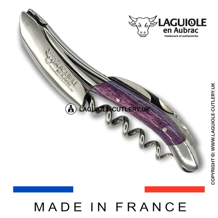 laguiole sommelier corkscrew purple camel bone