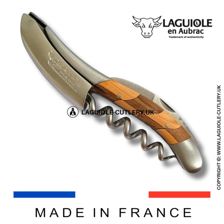 laguiole sommelier corkscrew juniper/walnut wood inlay