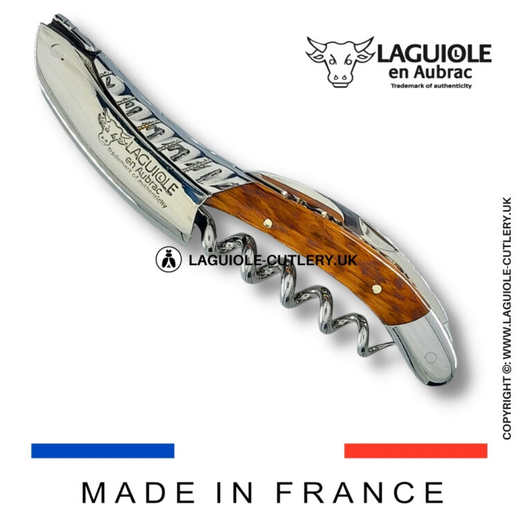laguiole sommelier corkscrew with twisted bolster snakewood