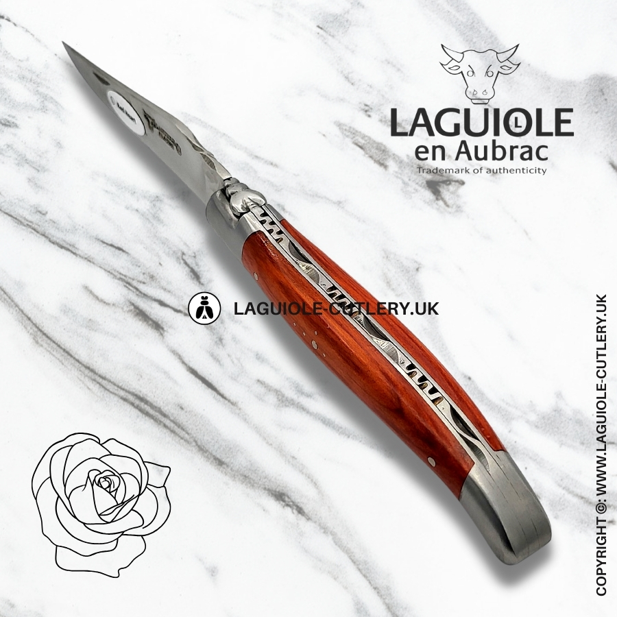 laguiole en aubrac pocket knife red heart wood
