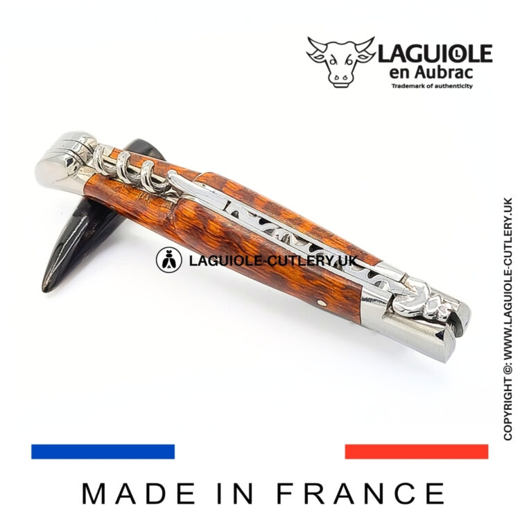 laguiole knife with corkscrew snakewood