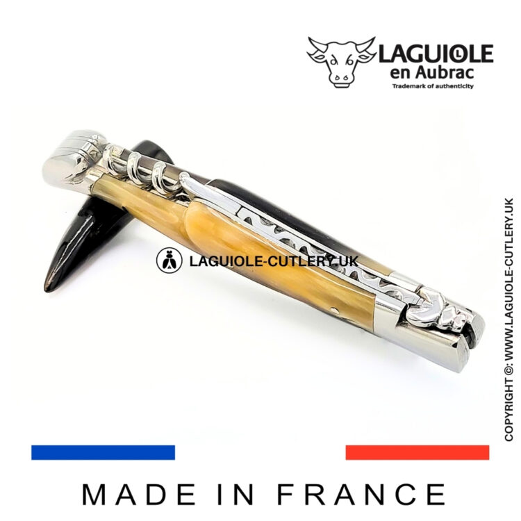 laguiole knife with corkscrew zebu horn tip