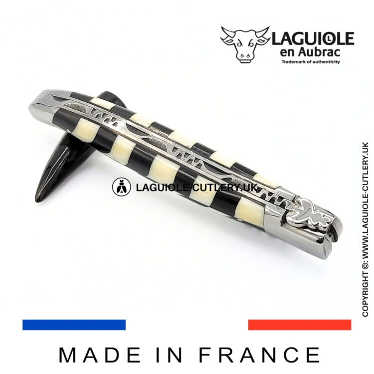 laguiole pocket knife checkerboard ebony/bone