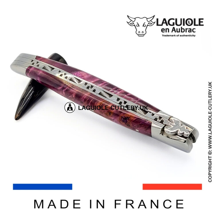 laguiole pocket knife purple poplar burl