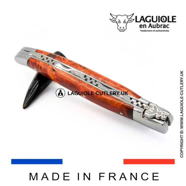 laguiole pocket knife red poplar burl