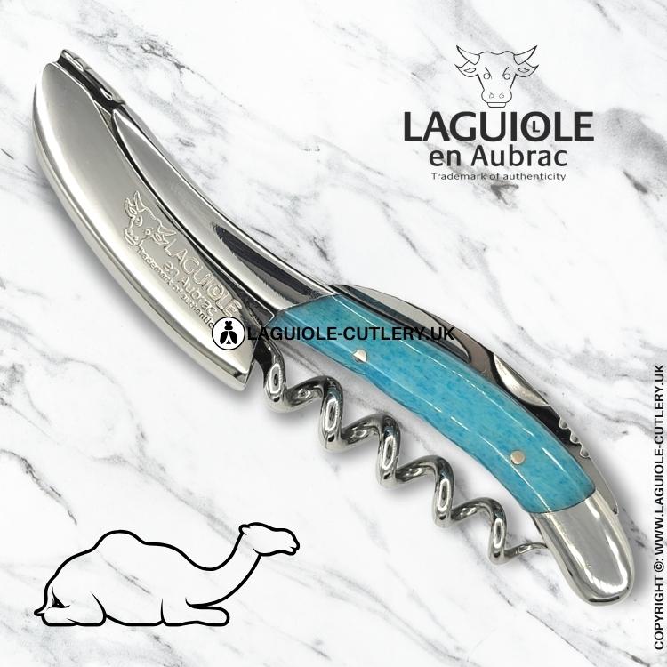 laguiole sommelier corkscrew blue camel bone