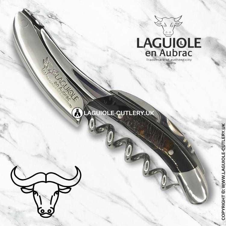 laguiole sommelier corkscrew buffalo bark horn