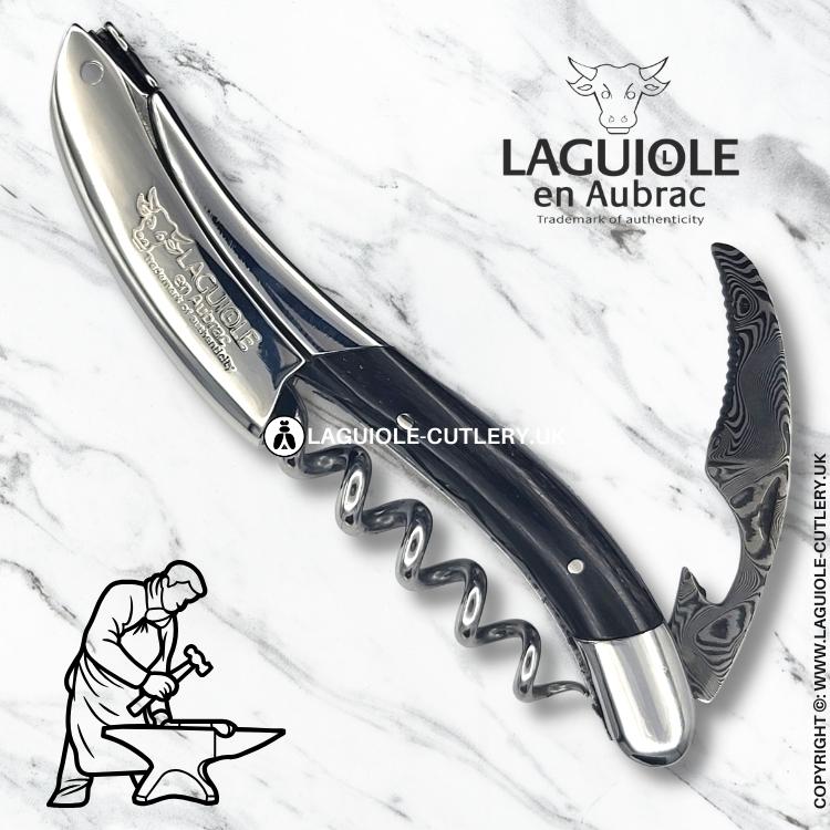 laguiole waiter's corkscrew damascus blade buffalo horn