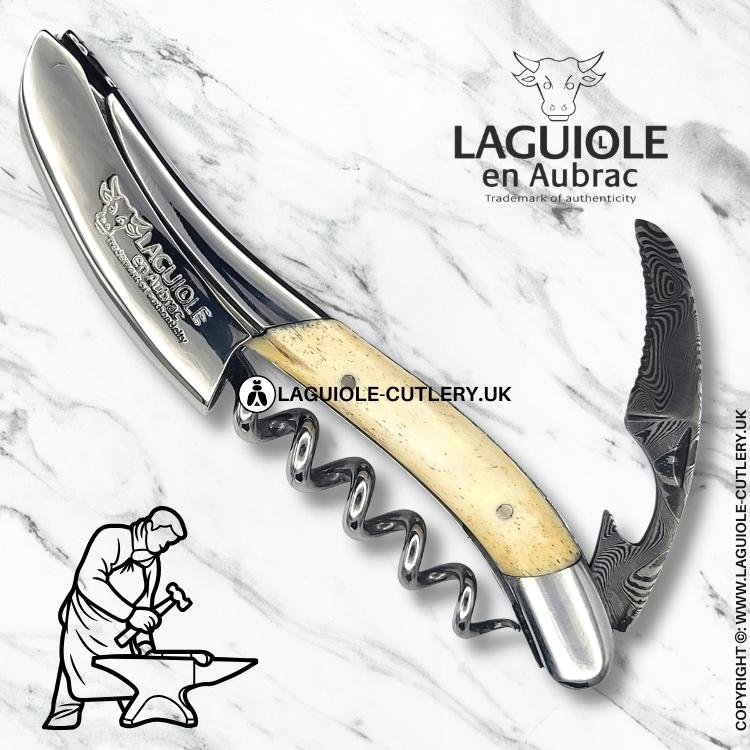 laguiole waiter's corkscrew damascus blade cattle bone