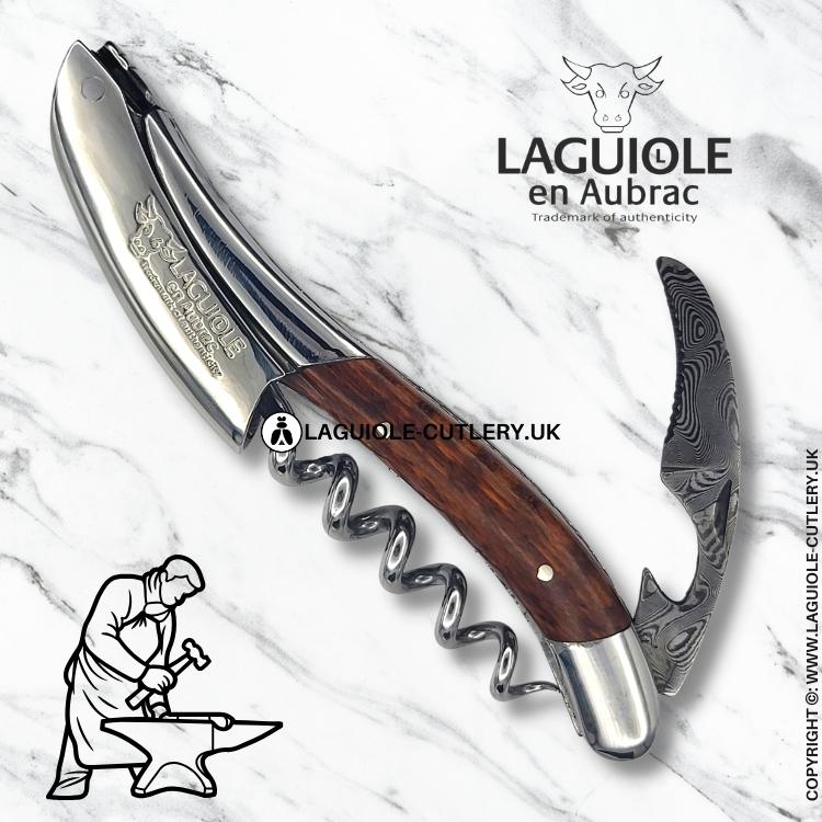laguiole waiter's corkscrew damascus blade snakewood