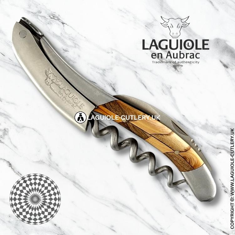 laguiole sommelier corkscrew juniper/walnut wood inlay