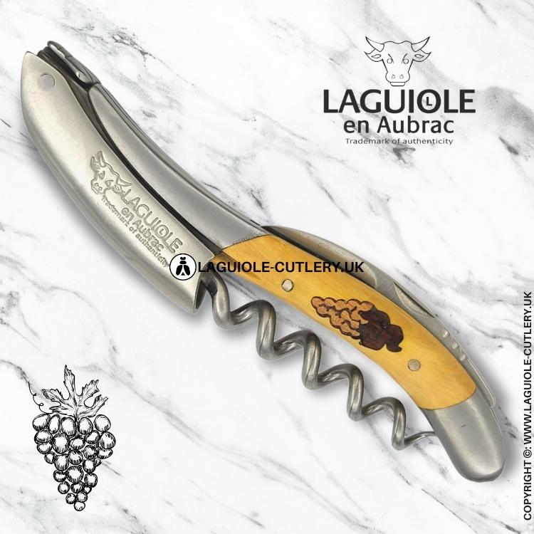 laguiole sommelier corkscrew marquetry bunch of grapes boxwood