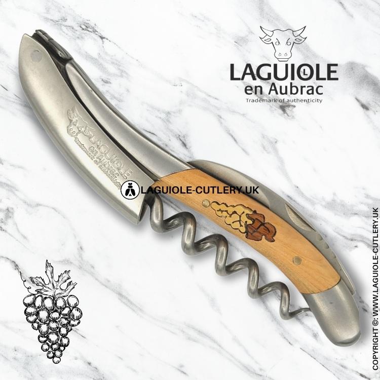 laguiole waiter's corkscrew marquetry bunch of grapes juniper