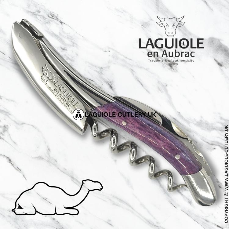 laguiole sommelier corkscrew purple camel bone
