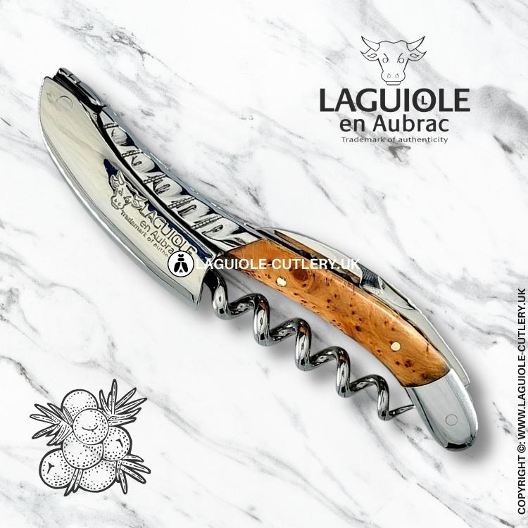 laguiole waiter's corkscrew with Twisted Bolster juniper wood