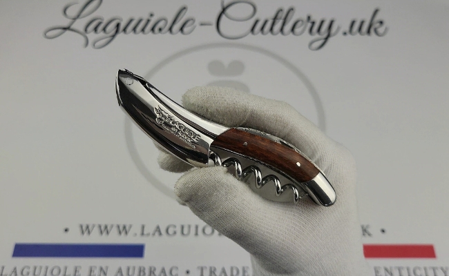 video laguiole sommelier corkscrew damascus blade snakewood