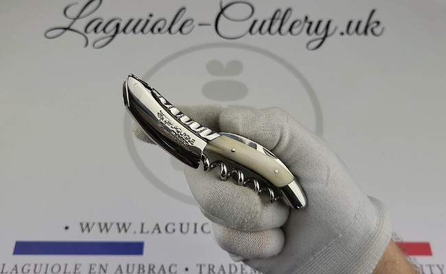 video laguiole sommelier corkscrew with twisted bolster cattle bone