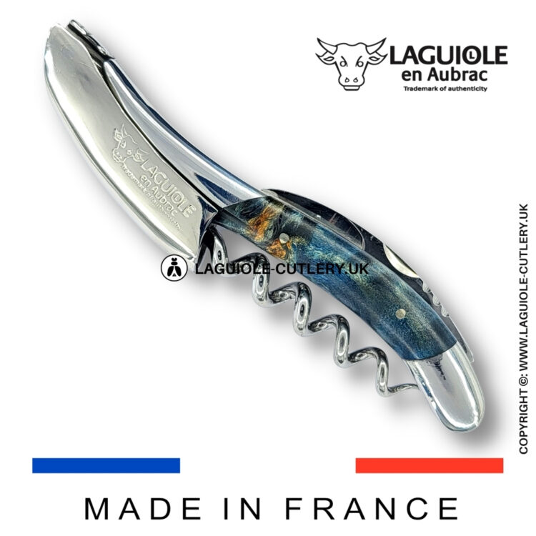 laguiole sommelier corkscrew blue poplar burl