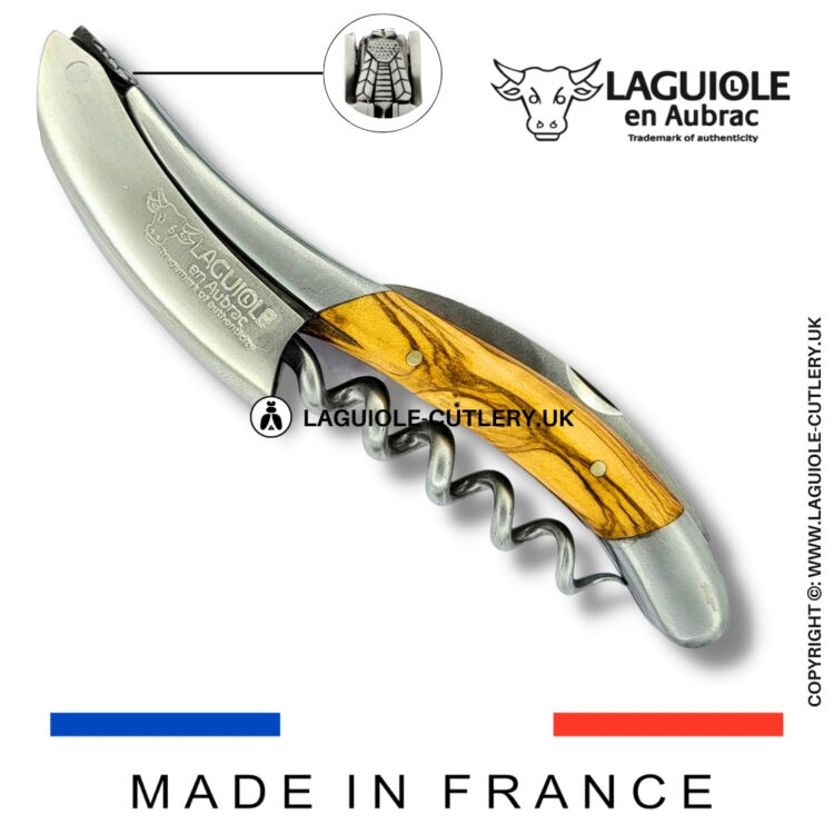 laguiole sommelier corkscrew crafted bee edition olive wood