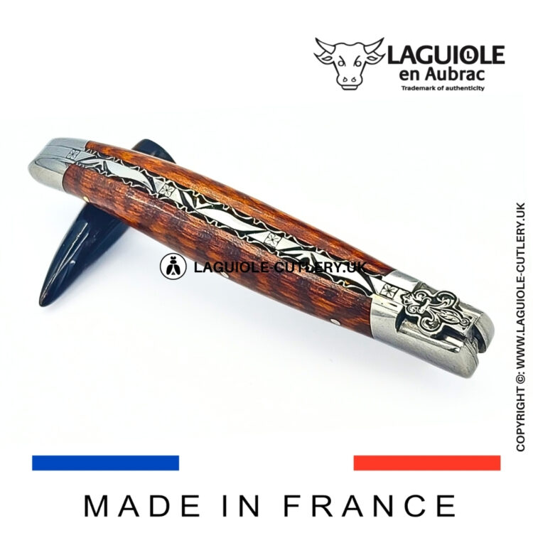 laguiole pocket knife fleur de lis bee snakewood
