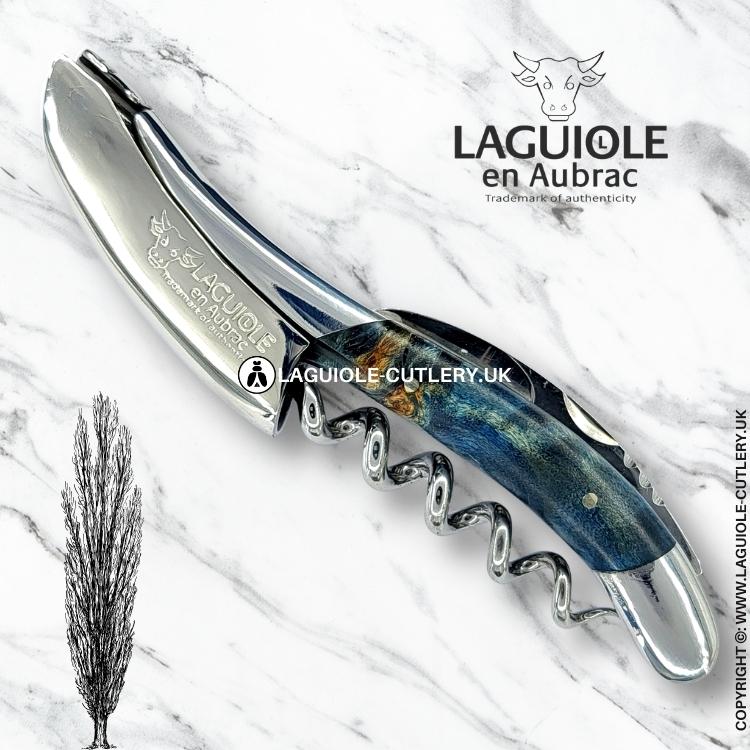 laguiole sommelier corkscrew blue poplar burl