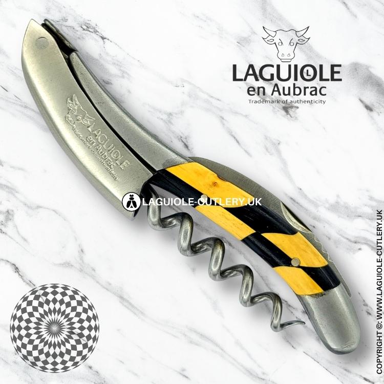 sommelier laguiole en aubrac damier buis/Ébène