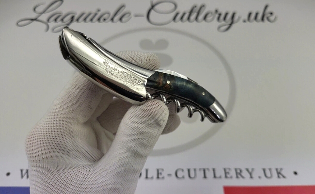 laguiole sommelier corkscrew blue poplar burl