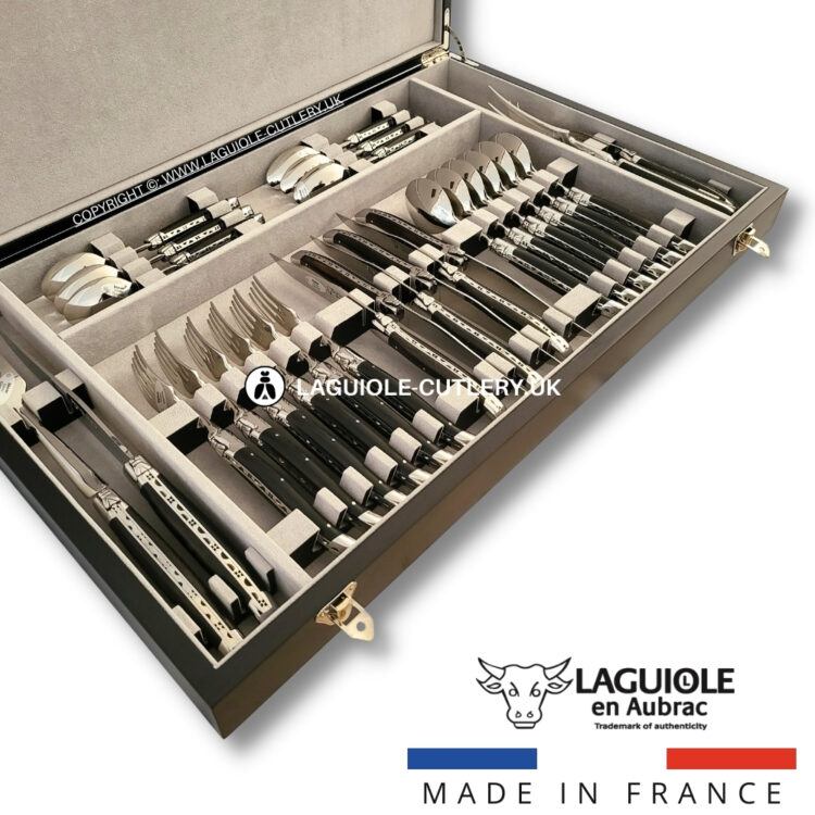 laguiole cutlery set 28 piece ebony wood