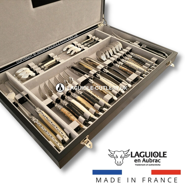 laguiole cutlery set 28 piece mixed horns