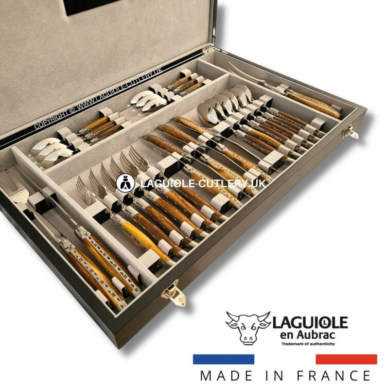 laguiole cutlery set 28 piece pistachio wood