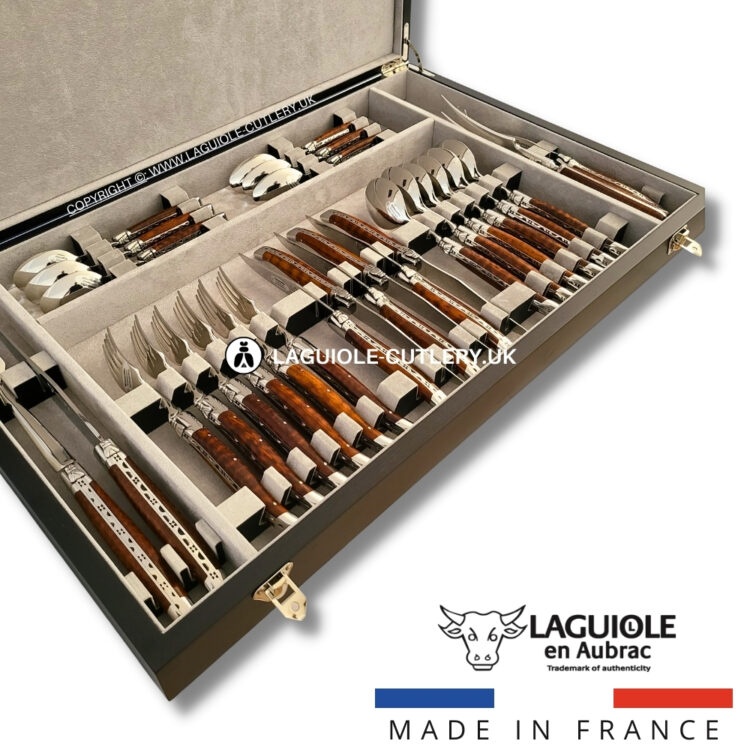 laguiole cutlery set 28 piece snakewood
