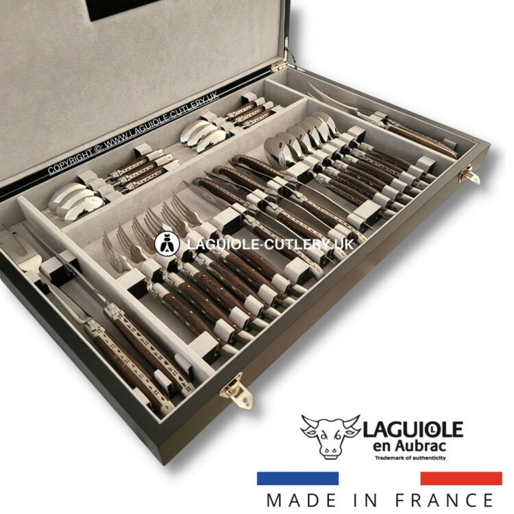 laguiole cutlery set 28 piece wenge wood