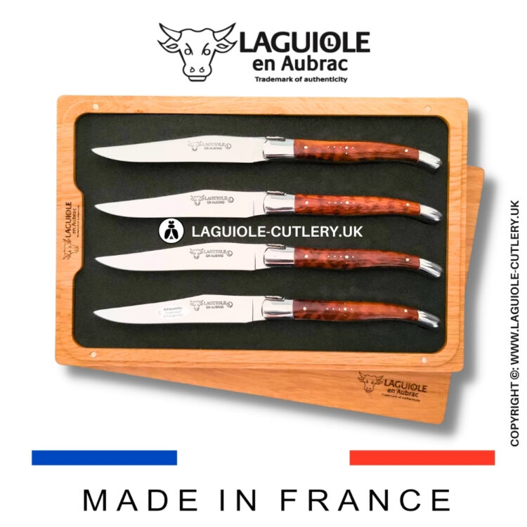 set of 4 laguiole steak knives snakewood