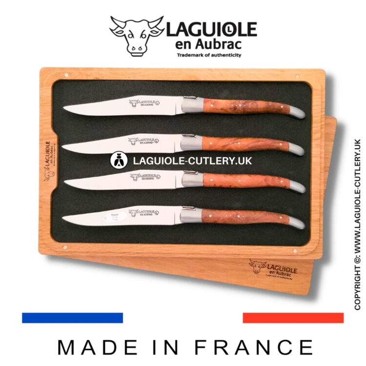 set of 4 laguiole steak knives thuya wood