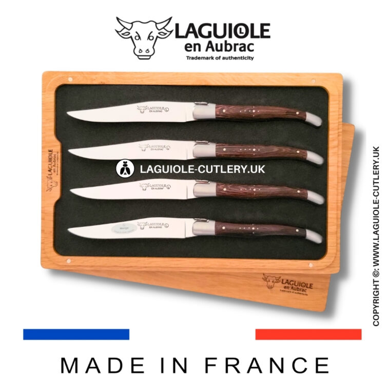 set of 4 laguiole steak knives wenge wood