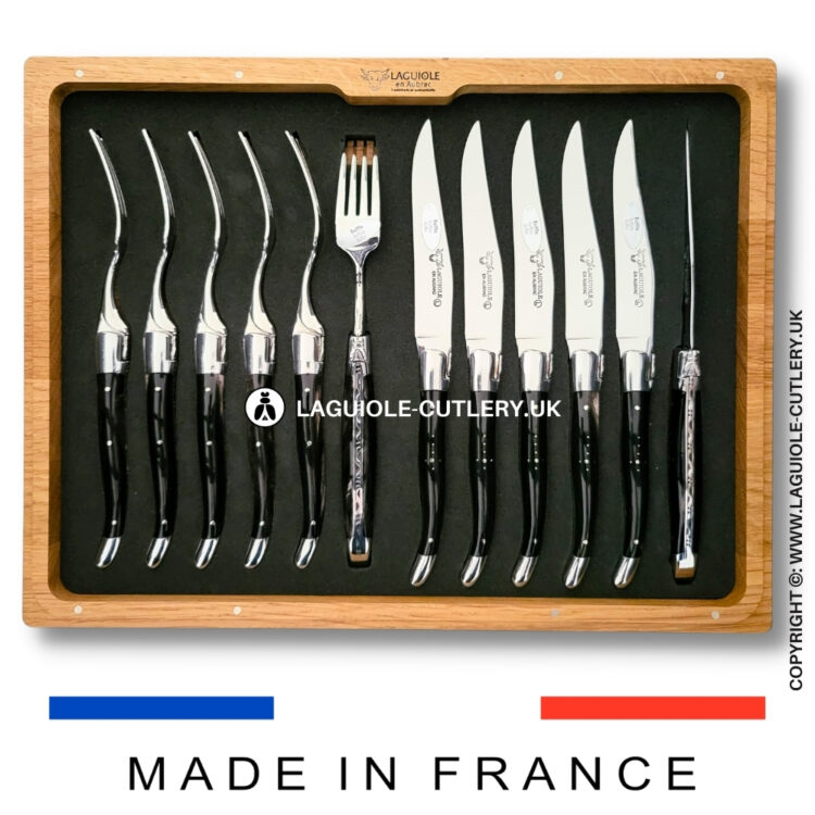 laguiole 12 piece knife & fork set buffalo horn