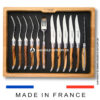 laguiole 12 piece knife & fork set pistachio wood