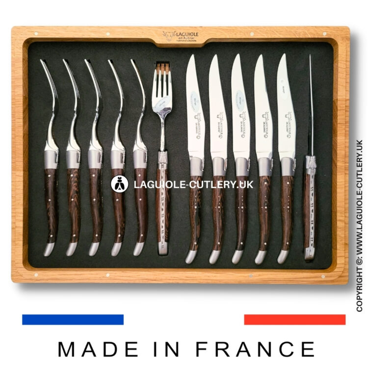 laguiole 12 piece knife & fork set wenge wood
