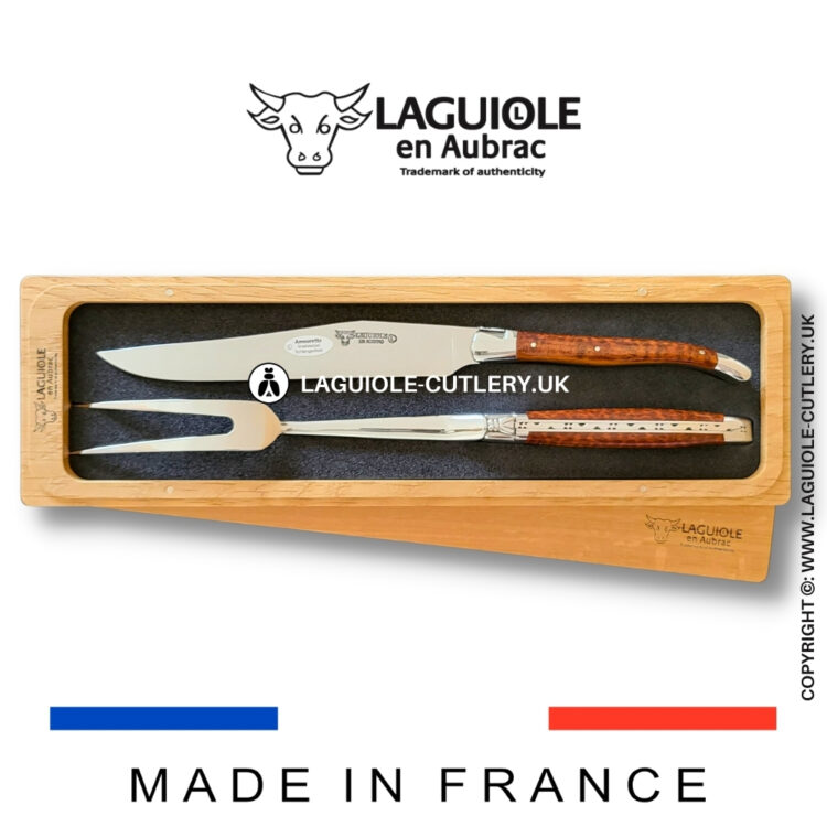 laguiole 2 piece carving set with snakewood handles