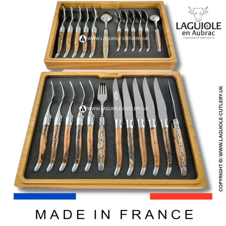 laguiole cutlery set 24 piece grapevine wood