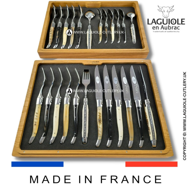 laguiole cutlery set 24 piece mixed horn